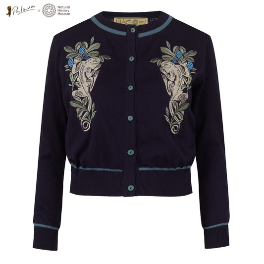 classic cardigan/lizards/navy-NHM collaboration