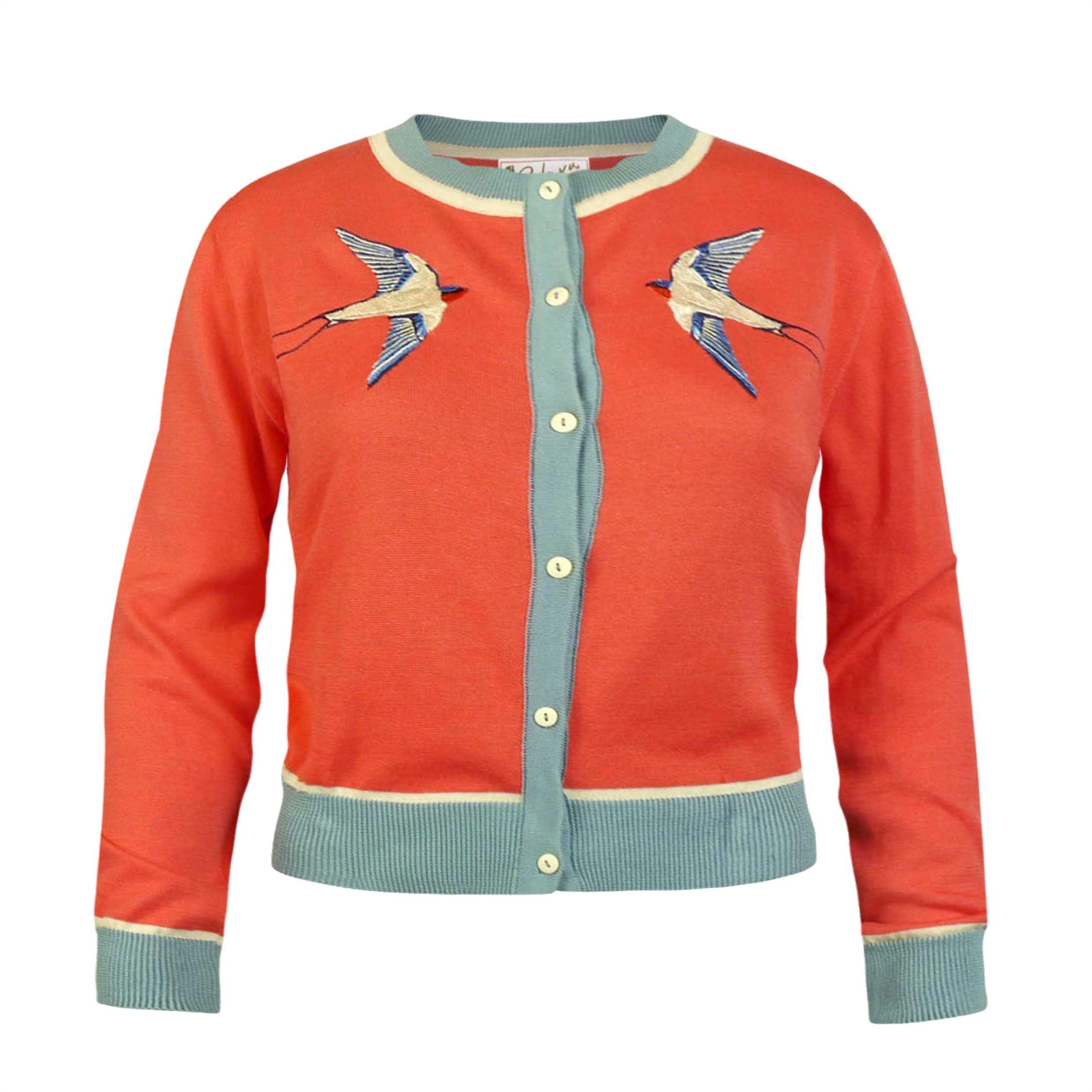 classic cardigan LS/swallows/coral – PALAVA japan