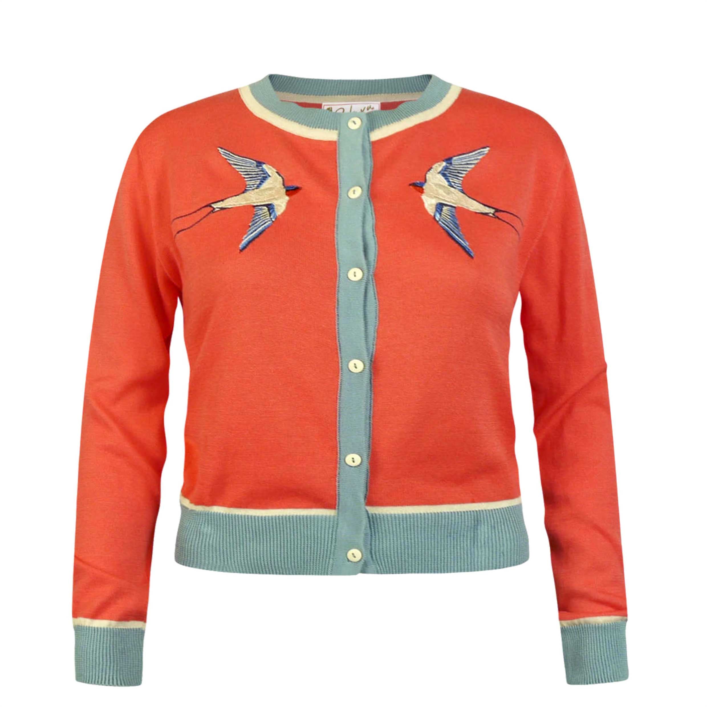 classic cardigan/swallows/coral