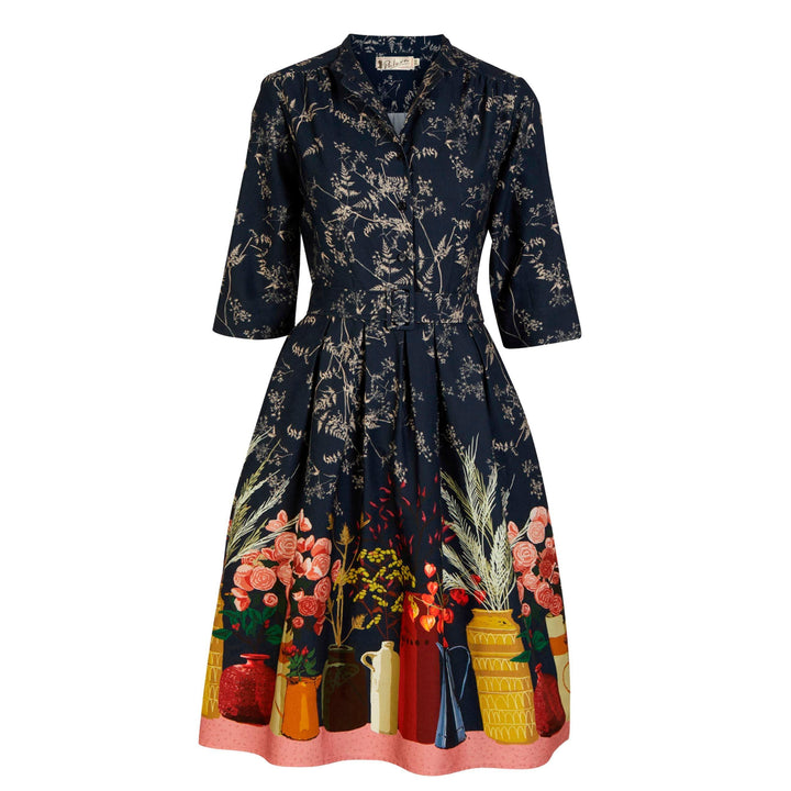 Palava Cynthia Dress Navy Birds of Prey (100% Organic Cotton)