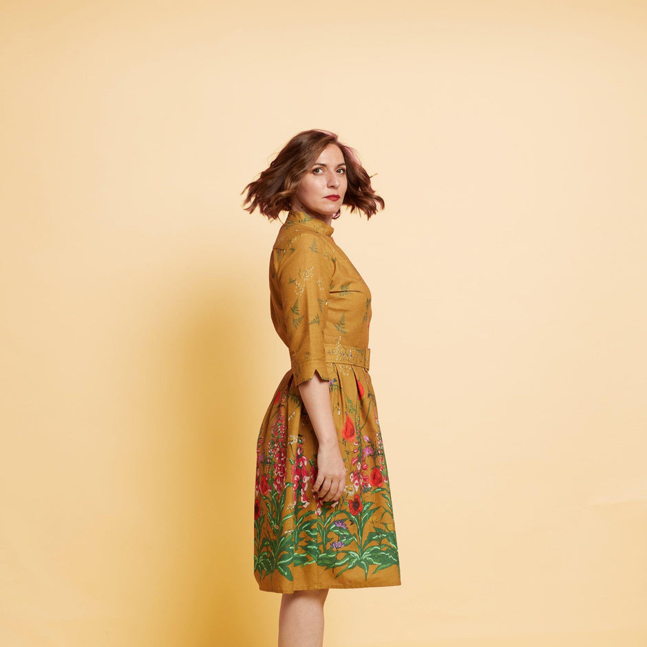 Louise Dress in Green Edible Flowers from Palava