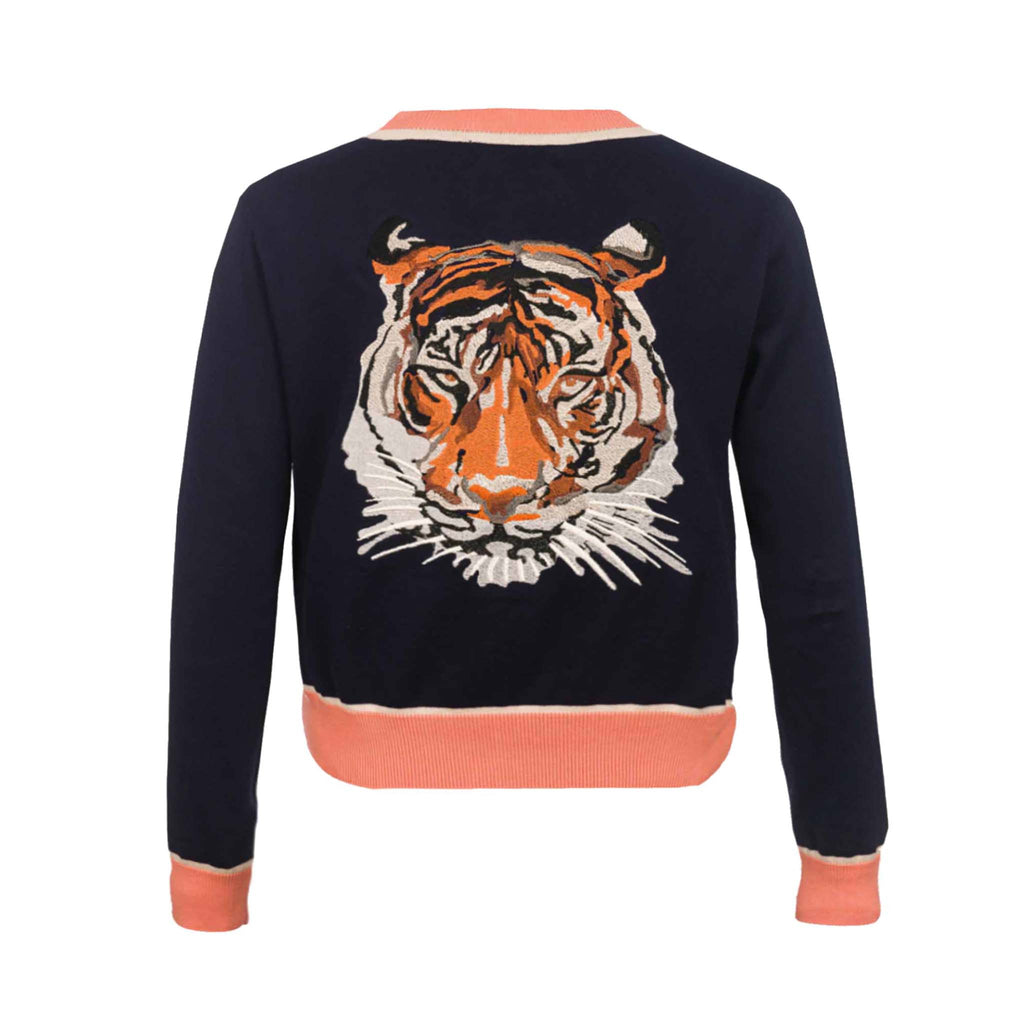 classic cardigan/large tiger/navy x pink