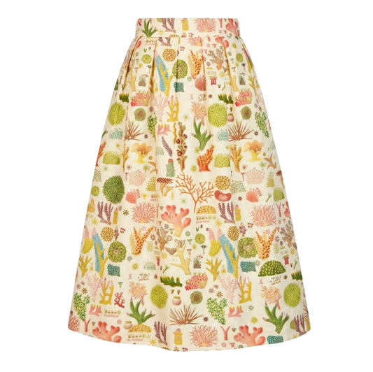 PALAVA レディース オーガニックコットン ロングスカート 総柄 (マルチカラー) Florence サンゴ