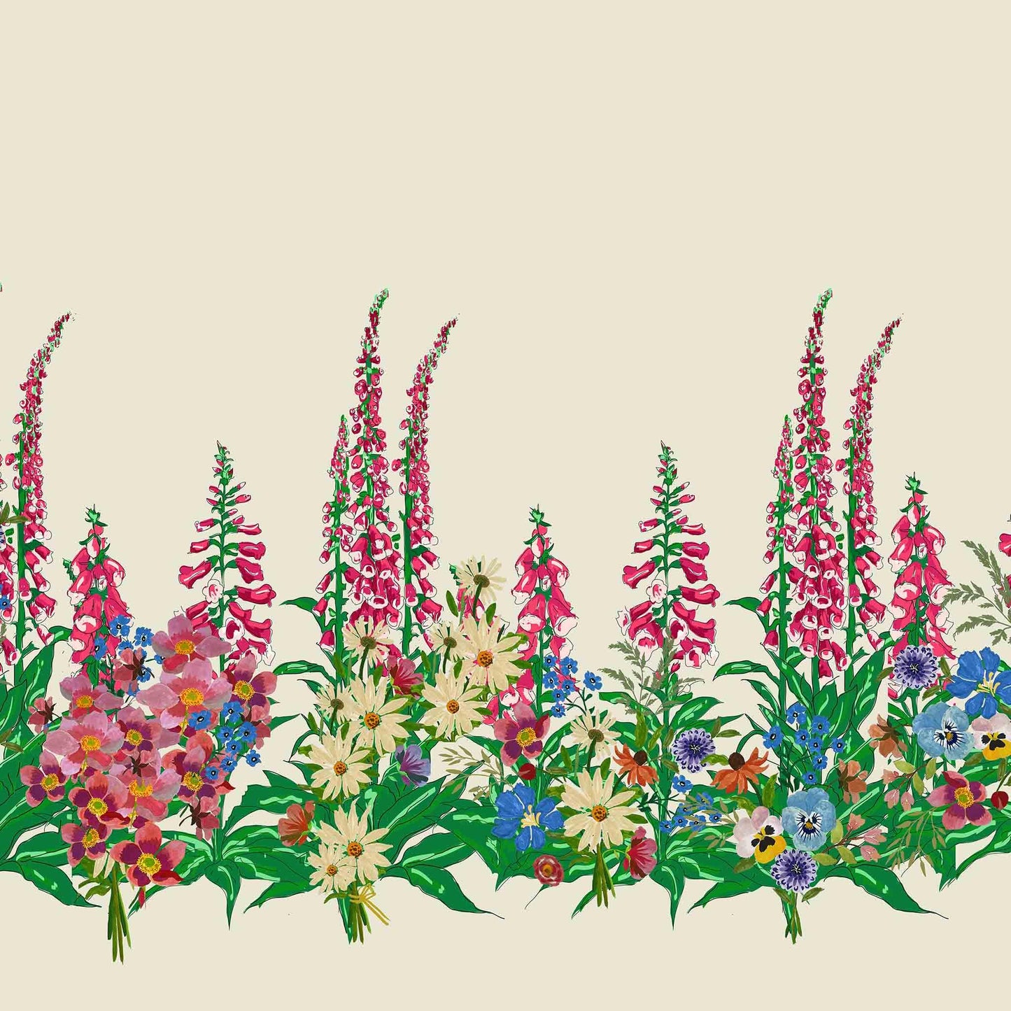 PALAVA レディース コットンリネン ロングスカート 裾花柄 (マルチカラー) Florence Wild Flowers