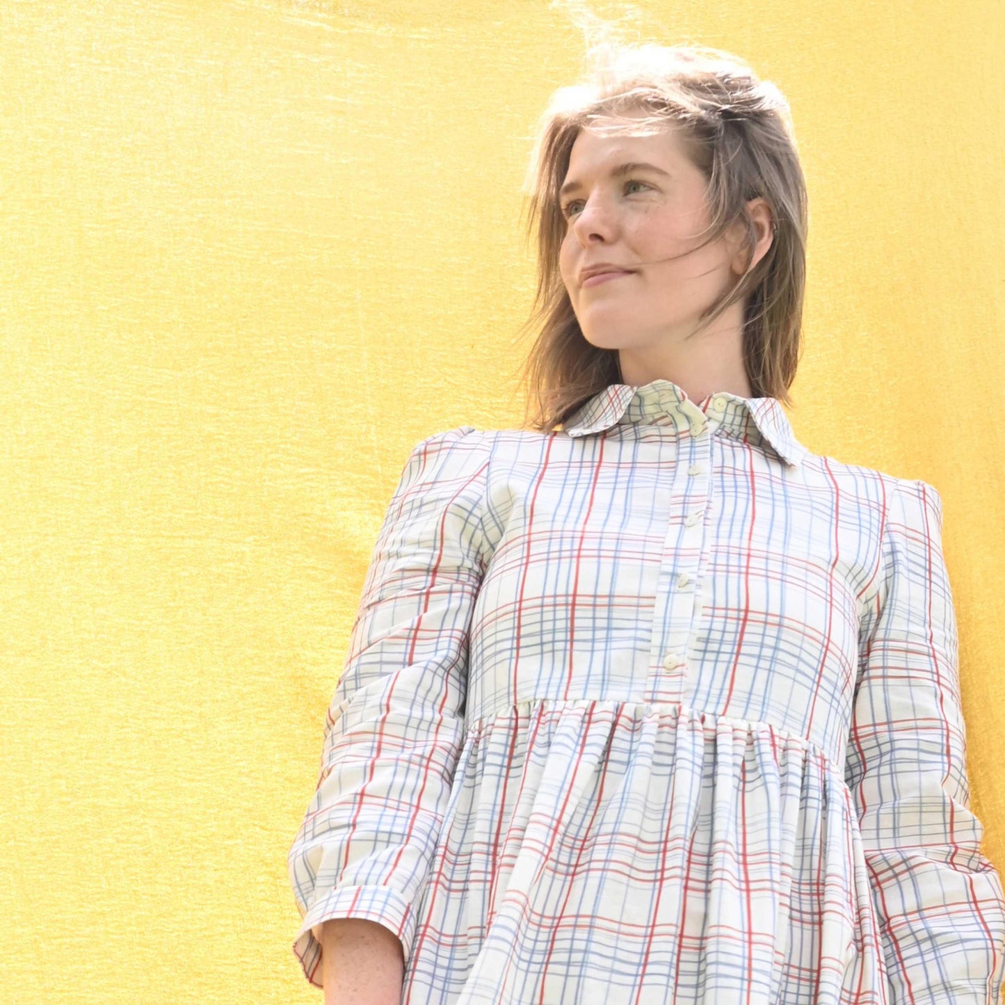 PALAVA レディース コットンリネン ドレス tabatha/folk check/cream