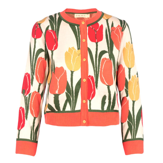 cardigan/tulips/cream