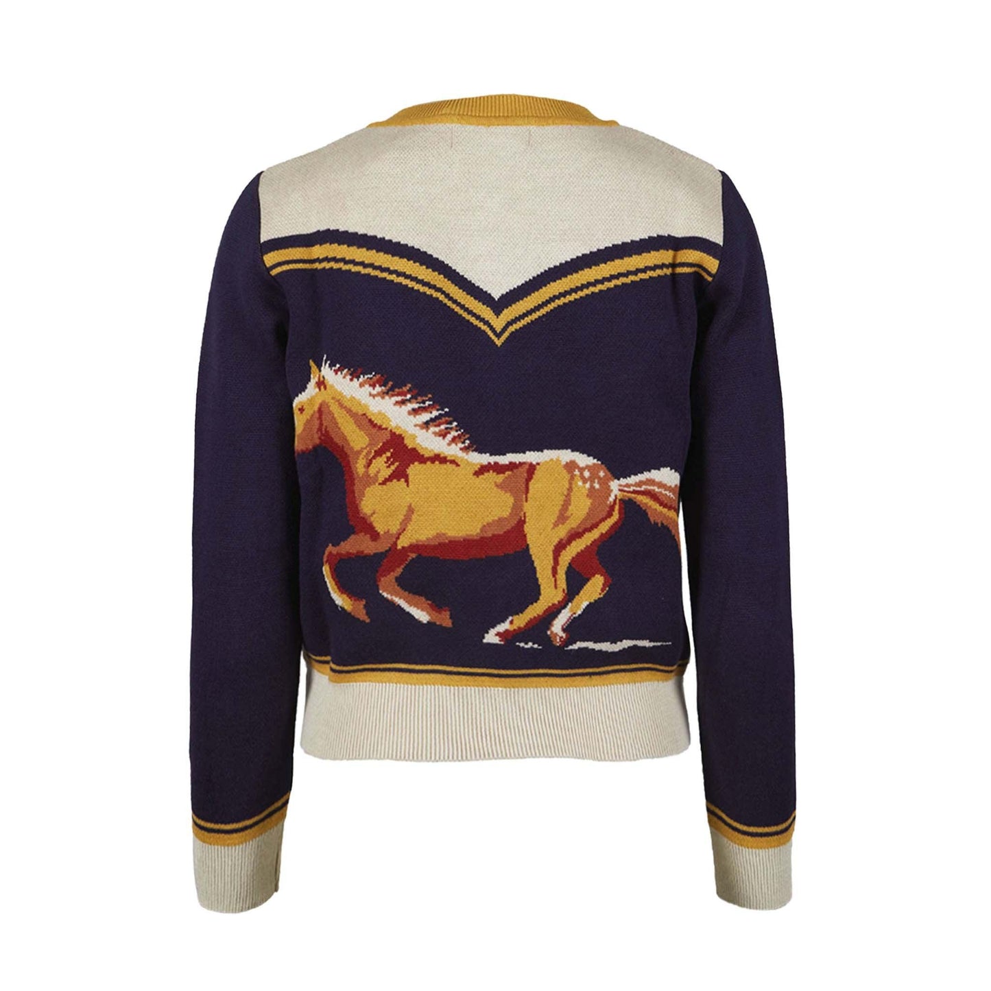 cardigan LS/large horse/navy