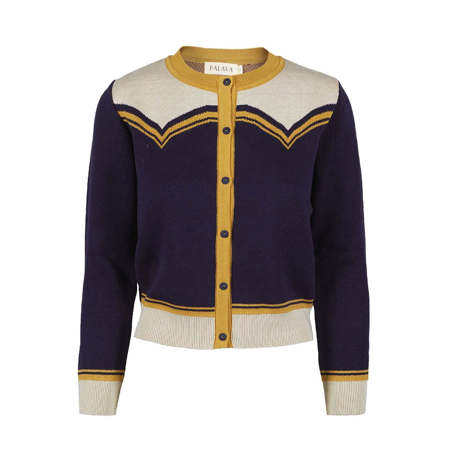 cardigan LS/large horse/navy