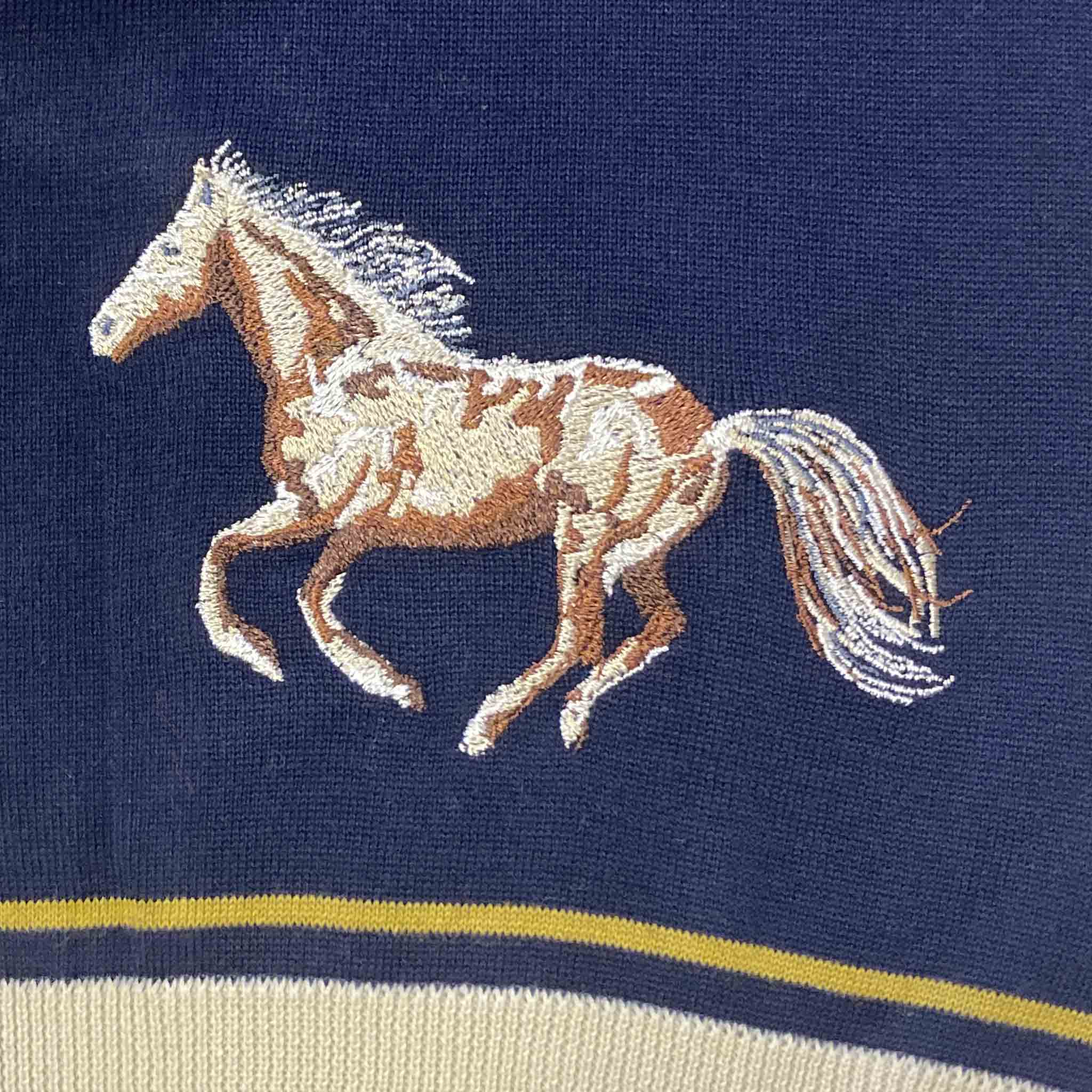classic cardigan/horse/navy