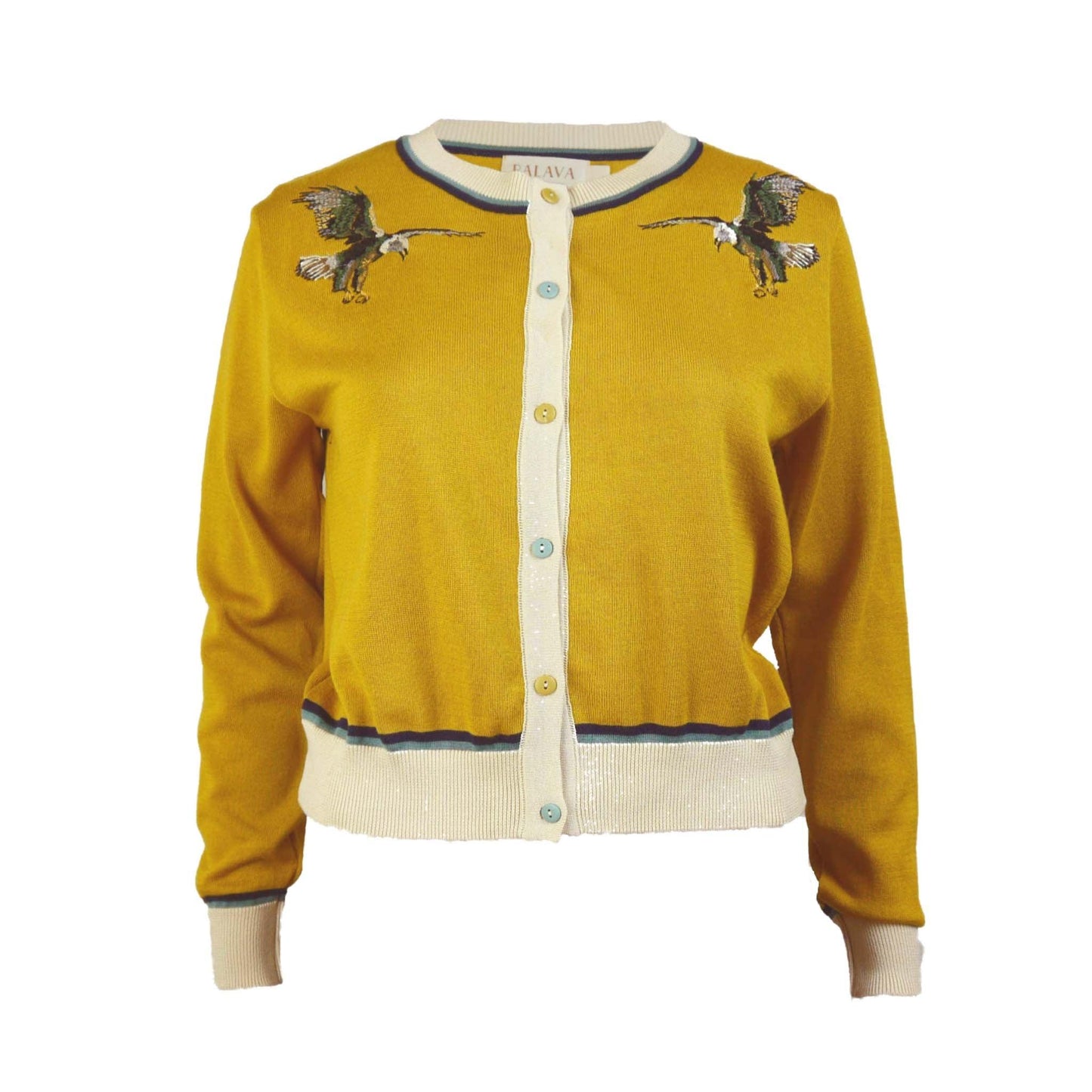 cardigan LS/eagles/mustard