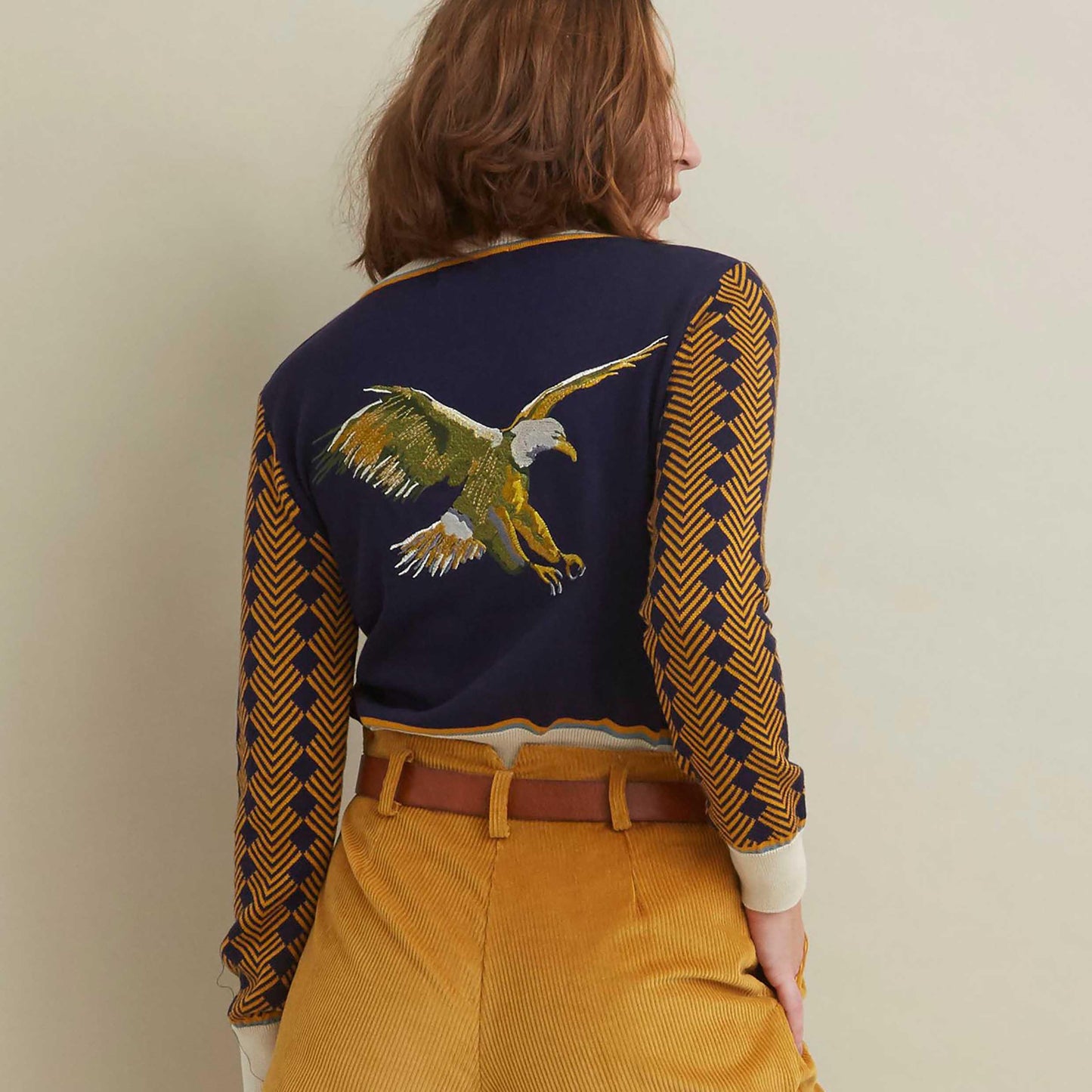 classic cardigan LS/large eagle/navy