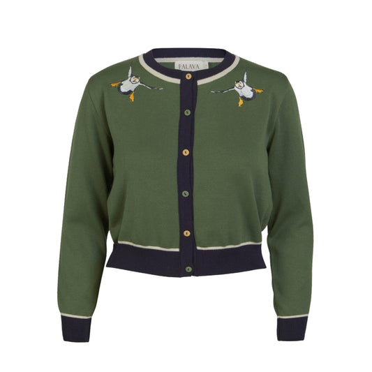 classic cardigan LS/puffin/green