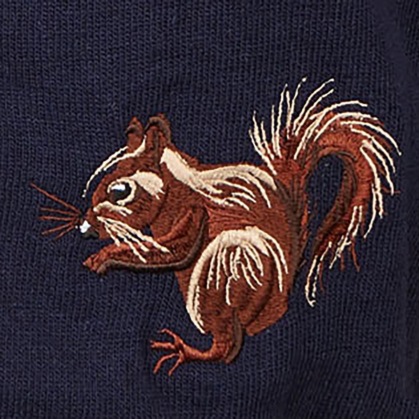 classic cardigan/squirrels/navy