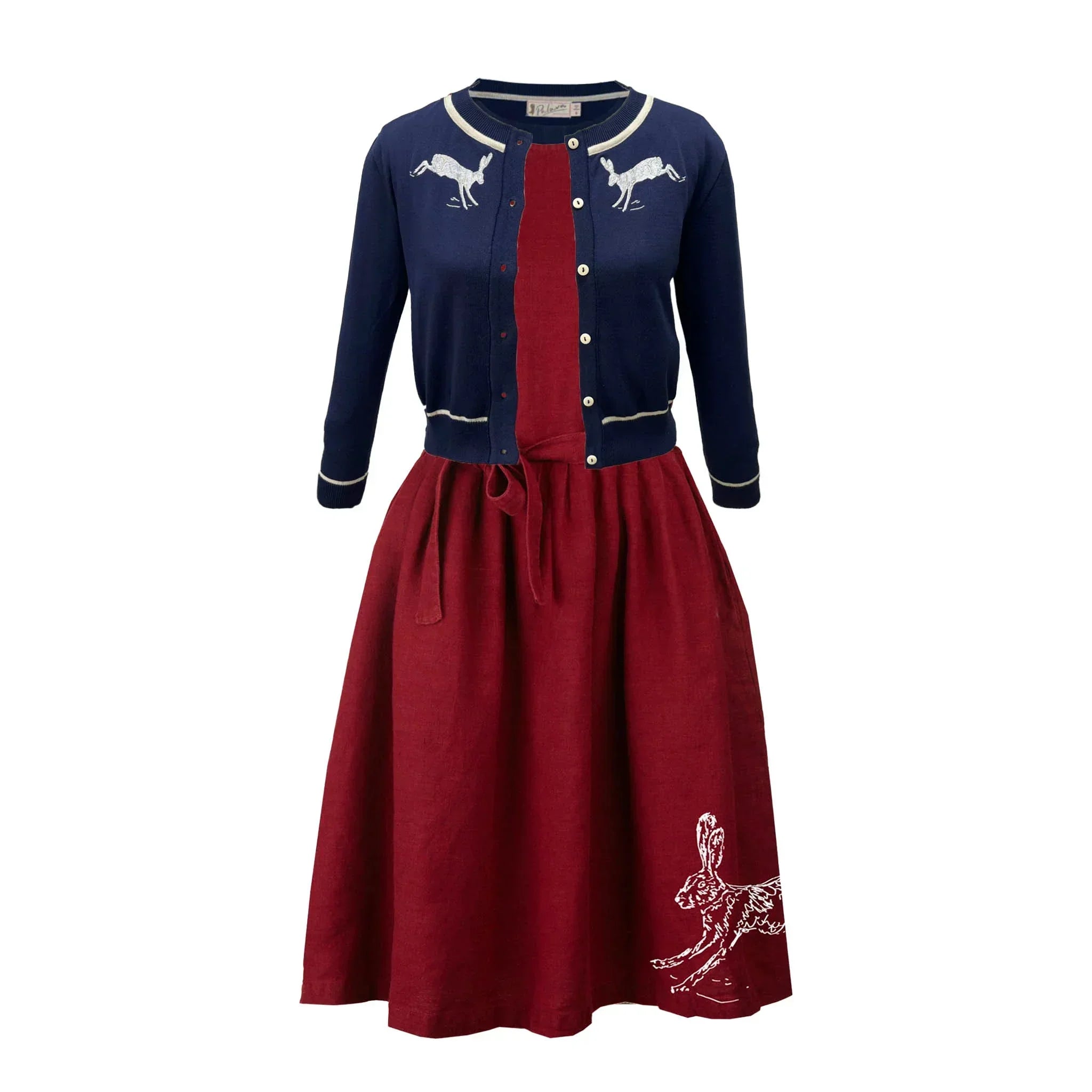 PALAVA パラバ 刺繍　クラシックカーディガン　ベリーズ　ネイビー　L classic cardigan/berries/navy – PALAVA japan