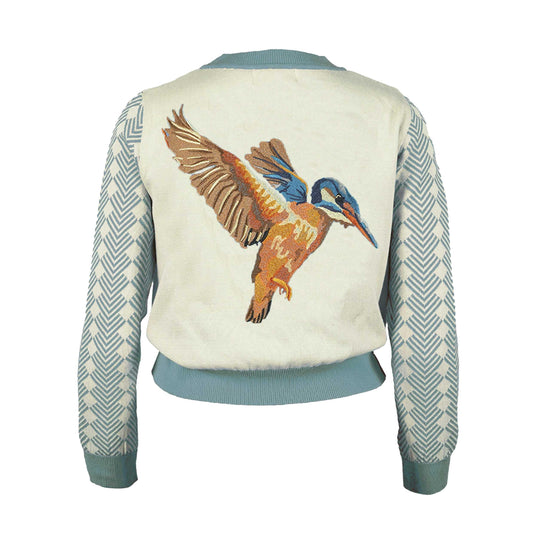 classic cardigan/large kingfisher/cream - PALAVA japan