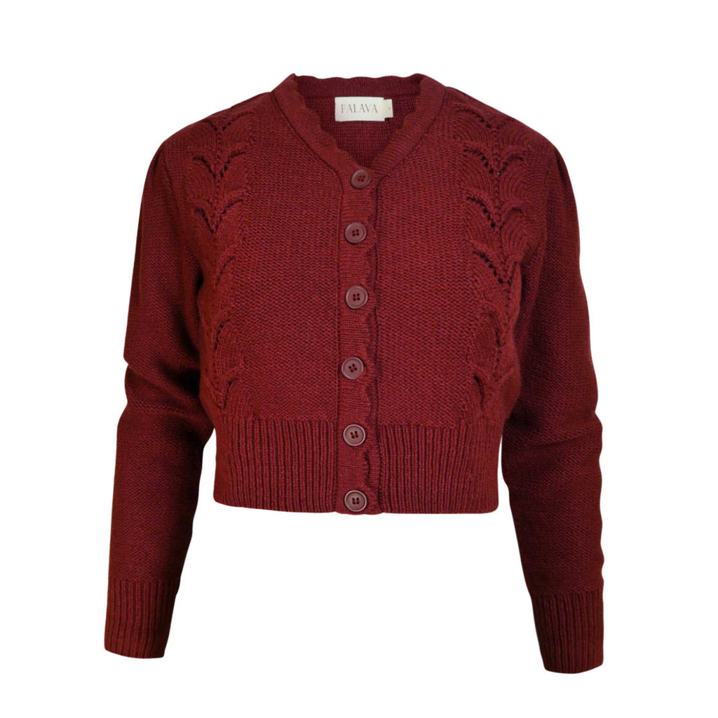 basket knitted cardigan/winter leah/burgundy
