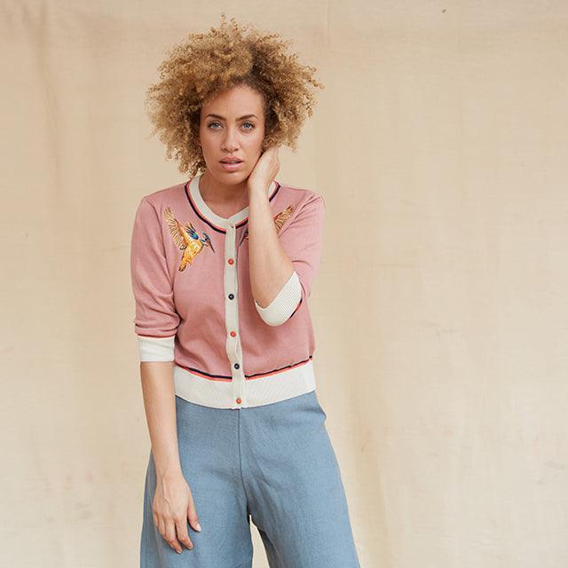 classic cardigan/kingfisher/dusky pink - PALAVA japan