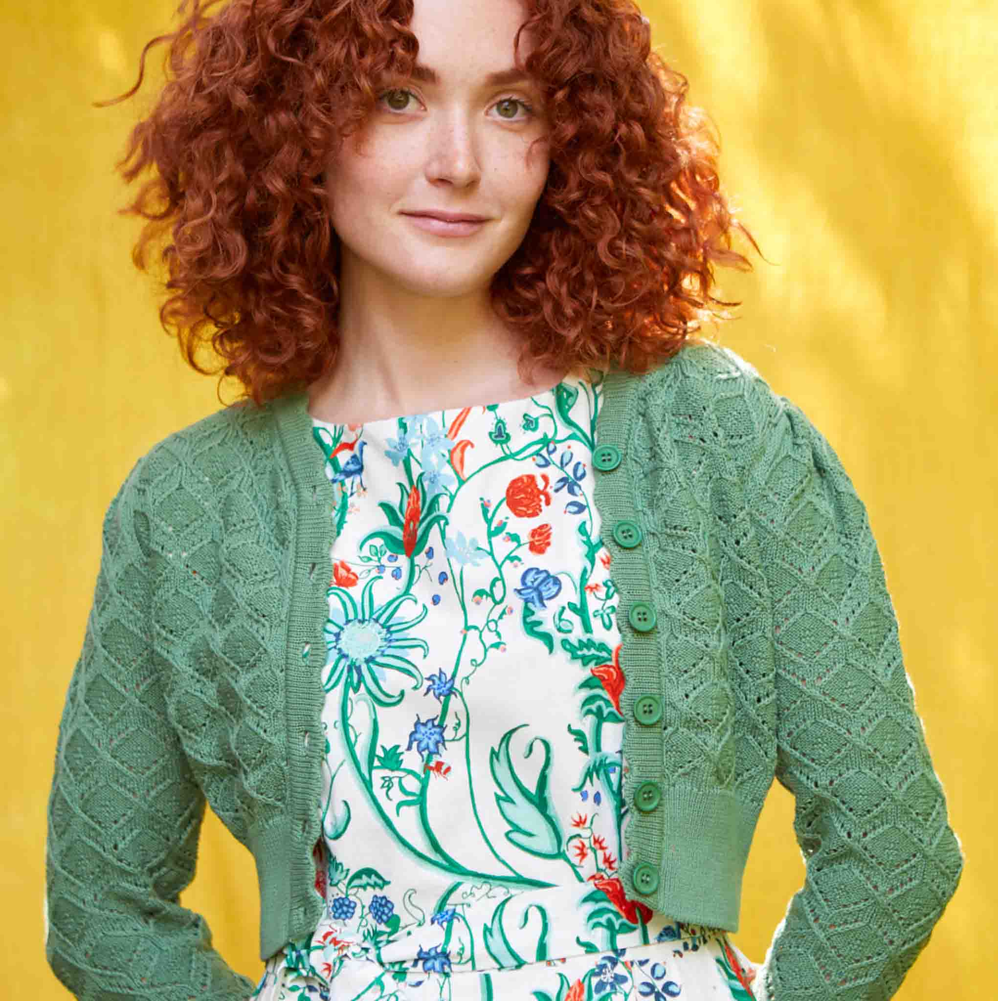 basket knitted cardigan/leah/green