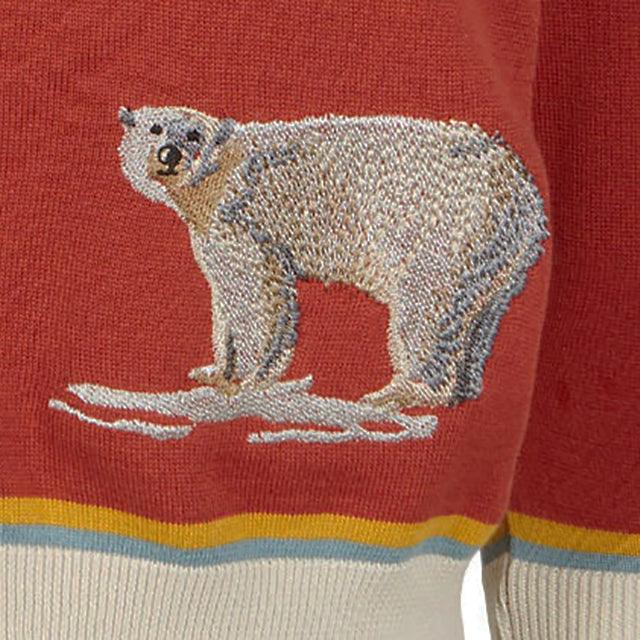 cardigan/embroidered polar bear/rust