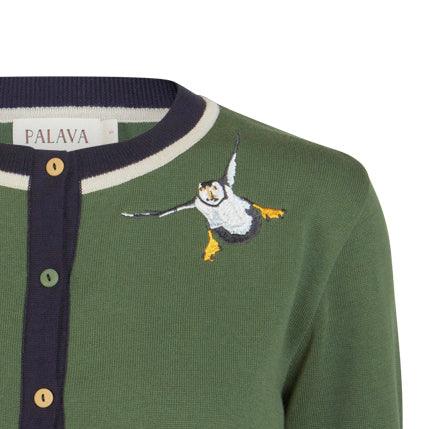 classic cardigan LS/puffin/green